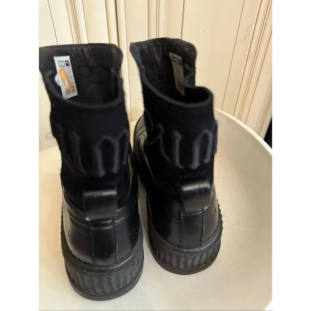 Rihanna Fenty x Puma Women's Leather Slip On Chelsea Sneaker Boots Black Size 8